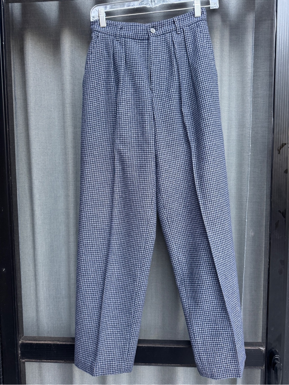 Vintage Esprit Rose Hips Wool Blend Houndstooth Pleated Pants Size 7